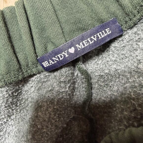 Brandy Melville Green Jogger Sweatpants Elastic Waist Fleece Lounge Pants - Picture 8 of 10
